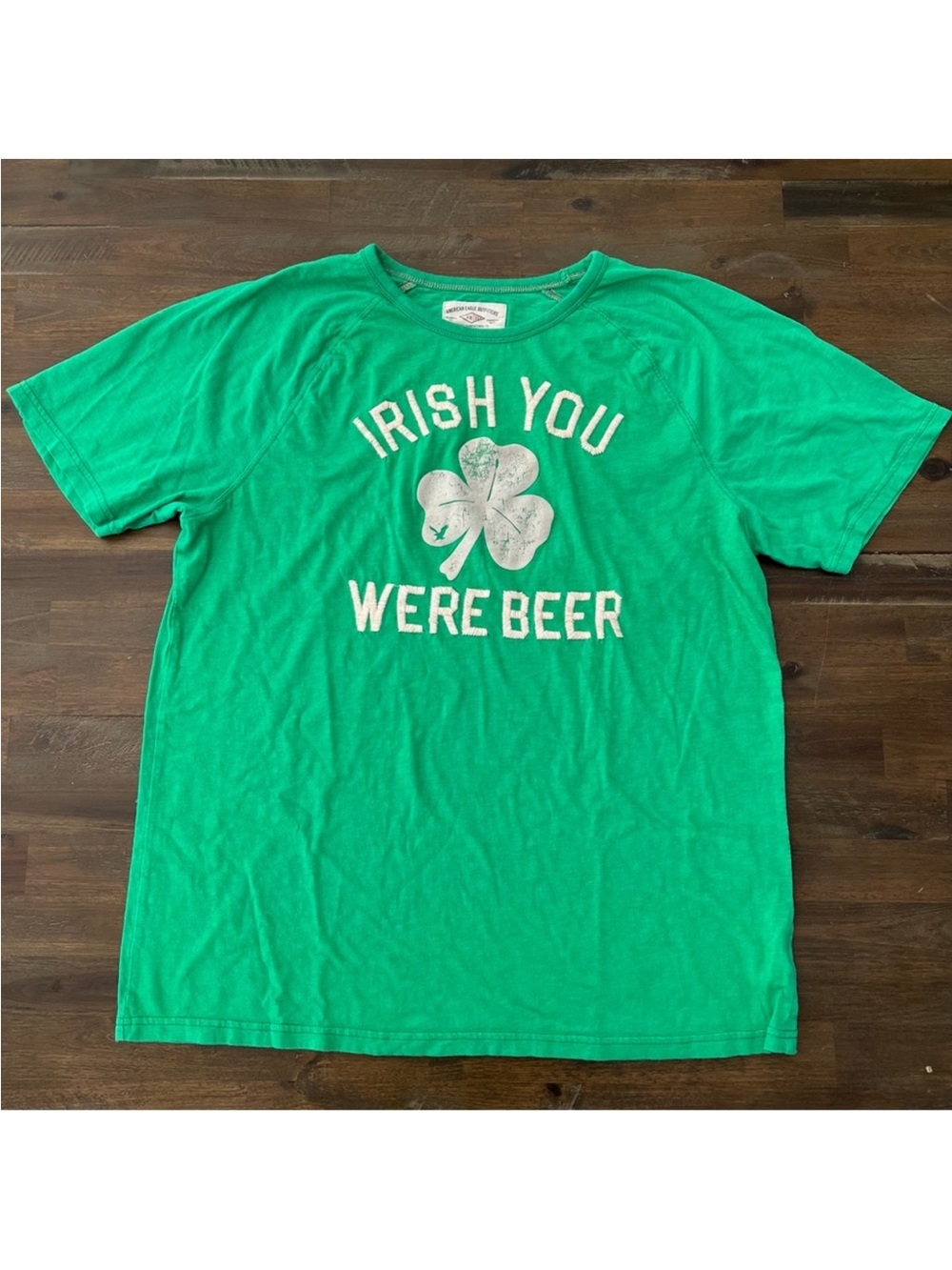 American Eagle Vintage St Patrick’s green graphic t shirt “Irish you were beer”